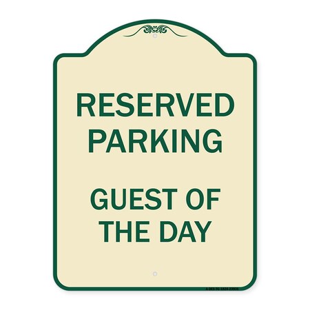 Signmission Designer Series Guest of Day, Tan & Green Heavy-Gauge Aluminum Sign, 24" x 18", TG-1824-23931 A-DES-TG-1824-23931